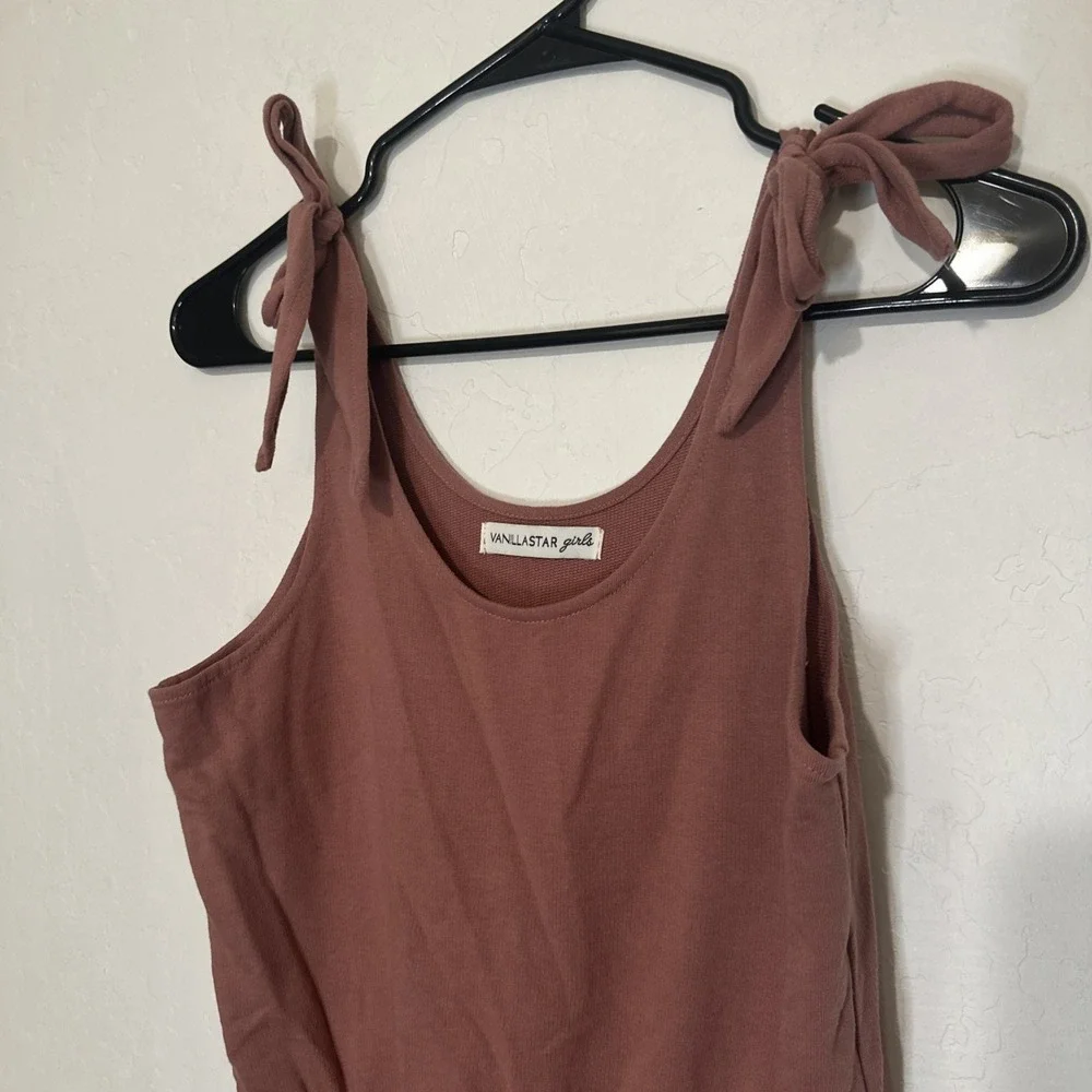 Vanilla Star Girls Romper Size‎ Large With Elastic Waist & Pockets Color Guava